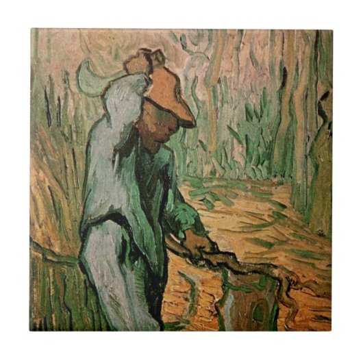 Woodcutter (na Millet) van Vincent van Gogh Tegeltje (Voorkant)