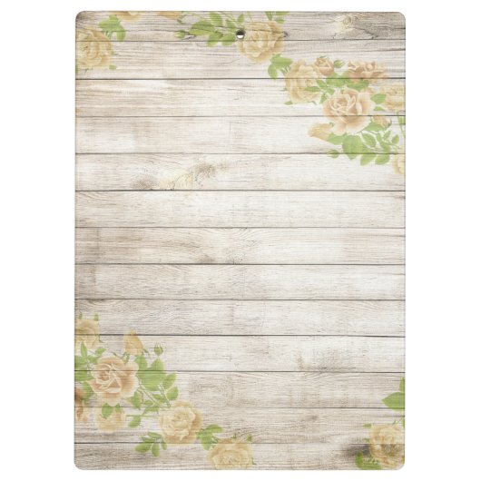  Wooden achtergrond Moderne Gele Rozen Klembord (Achterkant)