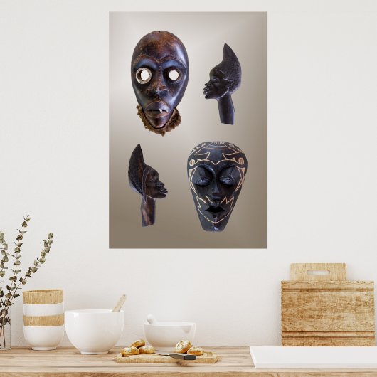 Wooden African maskers Poster (Keuken)