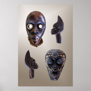Wooden African maskers Poster