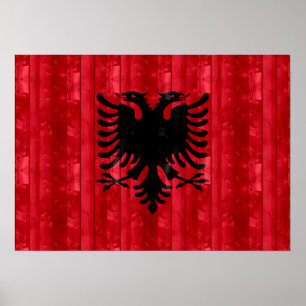 Wooden Albanese vlag Poster