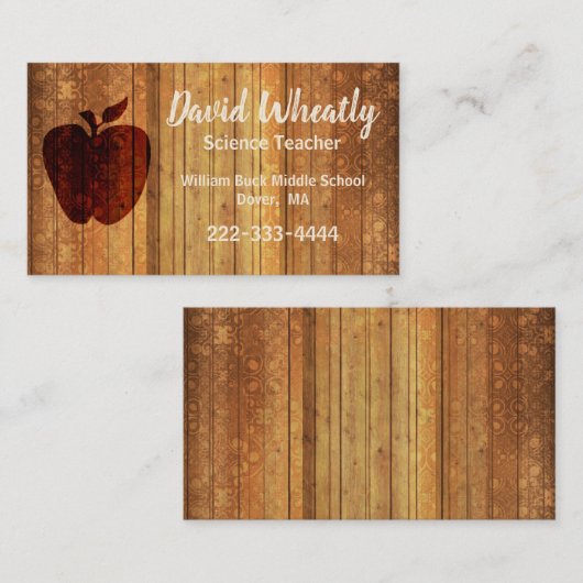 Wooden Apple-leraar Visitekaartje (Voorkant / Achterkant)
