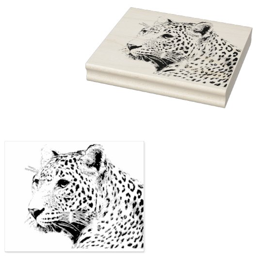 Wooden Art Stamp - Leopard Rubberstempel (Gestempeld)