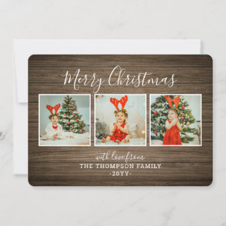 Wooden Background Christmas Card Feestdagenkaart