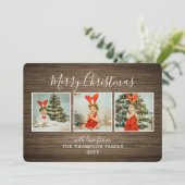Wooden Background Christmas Card Feestdagenkaart (Staand voorkant)