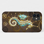 Wooden Background with Mechanical Seahorse Case-Mate iPhone Case (Achterkant (horizontaal))