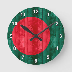 Wooden Bangladesh Flag Ronde Klok