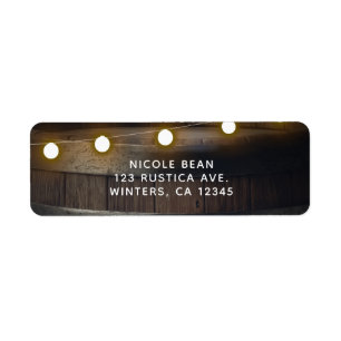 Wooden Barrel Carved Heart Lights Rustic Wedding Etiket