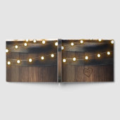 Wooden Barrel Carved Heart Lights Rustic Wedding Gastenboek (Volledig)