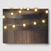 Wooden Barrel Carved Heart Lights Rustic Wedding Gastenboek (Achterkant)