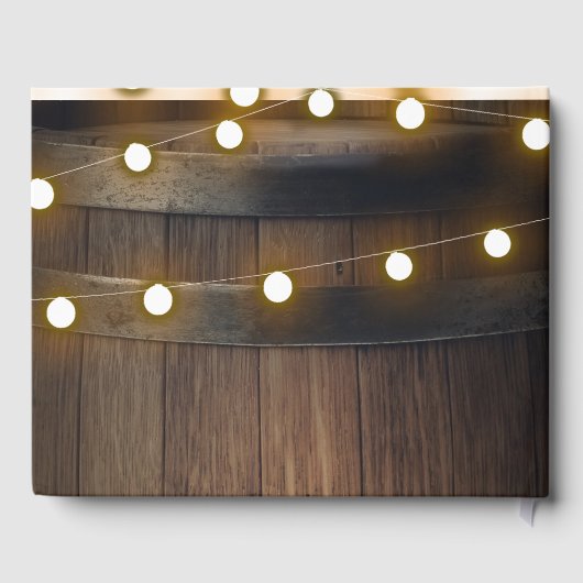 Wooden Barrel Carved Heart Lights Rustic Wedding Gastenboek (Achterkant)