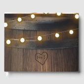 Wooden Barrel Carved Heart Lights Rustic Wedding Gastenboek (Voorkant)