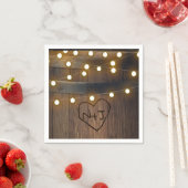 Wooden Barrel Carved Heart Lights Rustic Wedding Servet (Insitu)