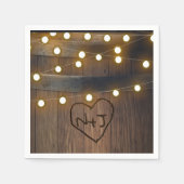 Wooden Barrel Carved Heart Lights Rustic Wedding Servet (Voorkant)
