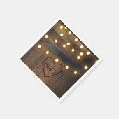 Wooden Barrel Carved Heart Lights Rustic Wedding Servet (Hoek)