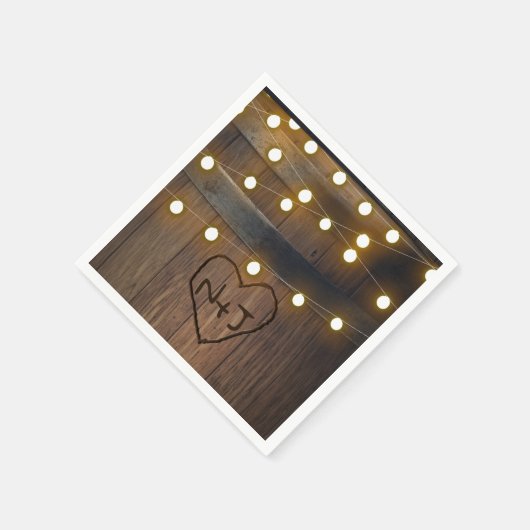 Wooden Barrel Carved Heart Lights Rustic Wedding Servet (Hoek)