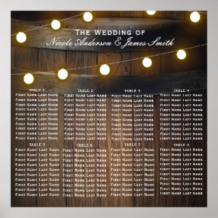 Wooden Barrel Rustic Wedding Seding Chart Poster
