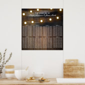 Wooden Barrel Rustic Wedding Seding Chart Poster (Keuken)