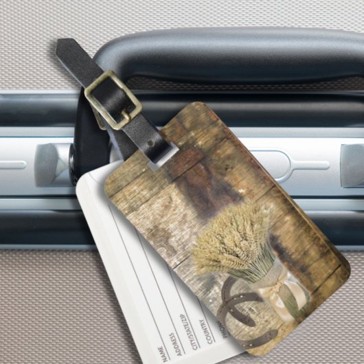 Wooden Barrel western land hoefijzer tarwe Bagagelabel