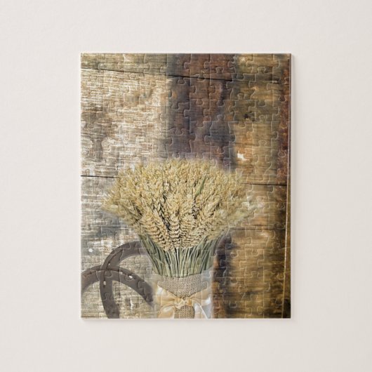 Wooden Barrel western land hoefijzer tarwe Legpuzzel (Verticaal)