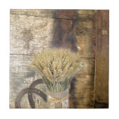 Wooden Barrel western land hoefijzer tarwe Tegeltje (Voorkant)