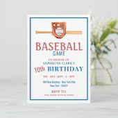 Wooden Baseball Bat, Baseball Birthday Party Kaart (Staand voorkant)