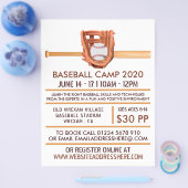 Wooden Baseball Bat & Gear Baseball Camp Advert Flyer (Enkel)
