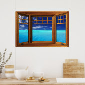 Wooden Bay-vensterverlichting - zeilboten Poster (Keuken)