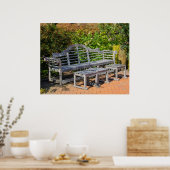Wooden Bench in Lush Garden Poster (Keuken)