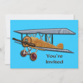 Wooden Biplane Invite Kaart (Voorkant)