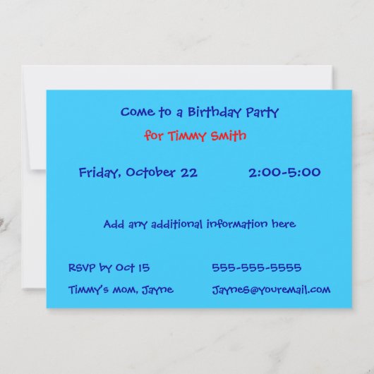 Wooden Biplane Invite Kaart (Achterkant)