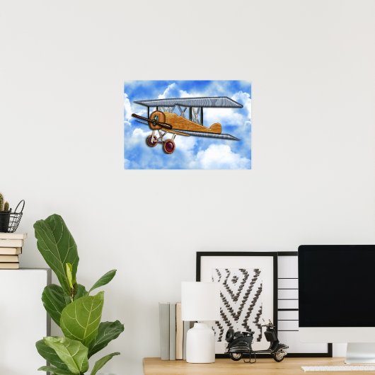 Wooden Biplane Poster (Thuiskantoor)