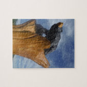 Wooden Black/Bruin beer met blauwe lucht Legpuzzel (Horizontaal)