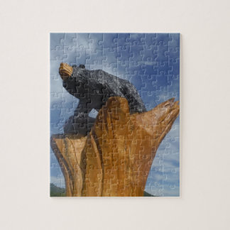 Wooden Black/Bruin beer met blauwe lucht Legpuzzel