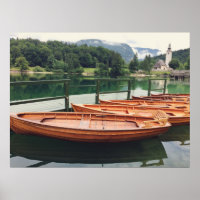 Wooden Boats in Lake Bohinj, Slovenië Foto