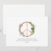 Wooden Botanical Peace Sign Love Joy Kerstmis Feestdagenkaart (Voorkant / Achterkant)