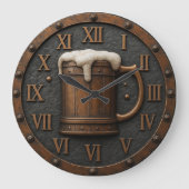 Wooden brewery rustic beer bar barrel wall art grote klok (Voorkant)