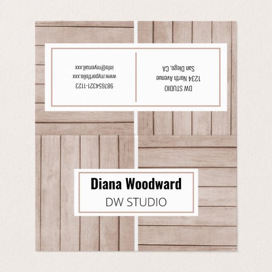 Wooden Brown Modern Background Visitekaartje (Buitenkant ongevouwen)