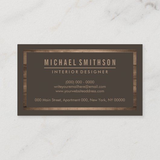 Wooden Brown Rustic Carpenter Visitekaartje (Achterkant)