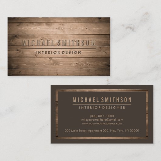 Wooden Brown Rustic Carpenter Visitekaartje (Voorkant / Achterkant)