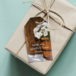 Wooden Bucket Daisies Barn Wedding Favor Labels Cadeaulabel