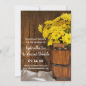 Wooden Bucket Daisies Barn Wedding Save the Date (Voorkant)