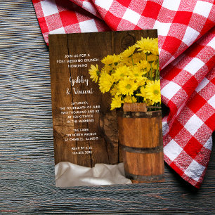 Wooden Bucket Daisies Country Post Wedding Brunch Kaart