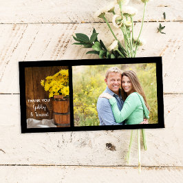 Wooden Bucket Daisies Country Weddenschap Dank je Bedankkaart