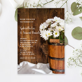 Wooden Bucket en White Daisies Barn Wedding Kaart