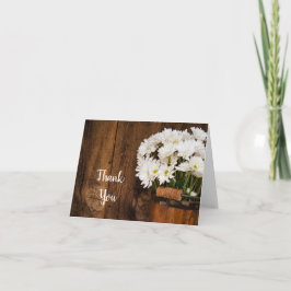 Wooden Bucket en White Daisies Country Dank je Bedankkaart