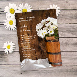 Wooden Bucket White Daisies Barn Engagement Party Kaart