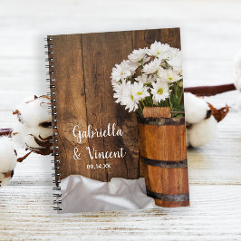 Wooden Bucket White Daisies Country Barn Wedding Notitieboek