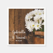 Wooden Bucket White Daisies Country Barn Wedding Servetten (Voorkant)