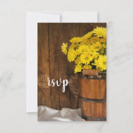 Wooden Bucket Yellow Daisies Country Weddenschap R RSVP Kaartje